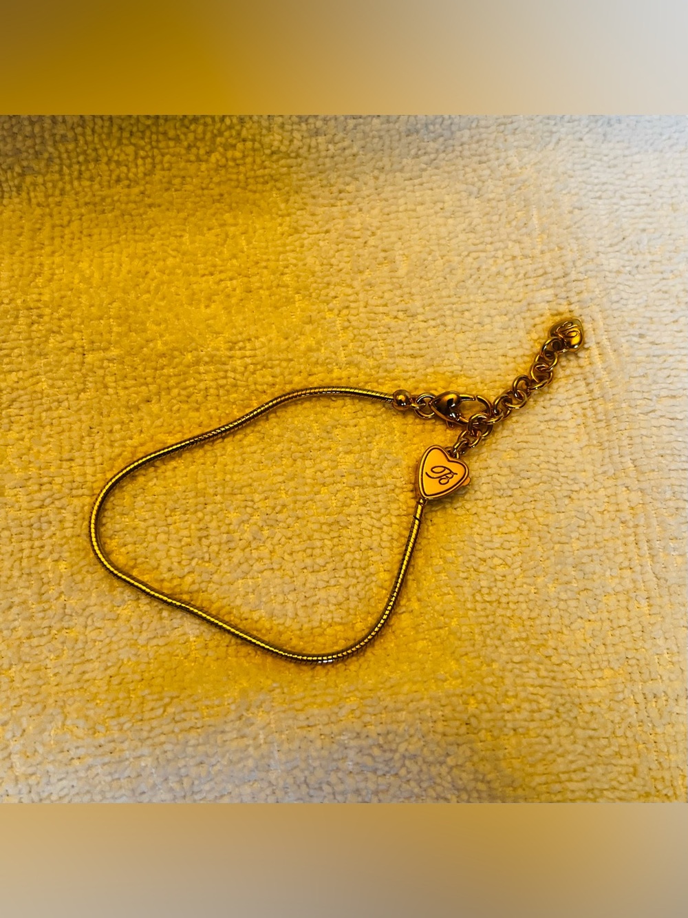 Brighton - Gold Tone Heart Charm Snake Chain Bracelet - Women Jewelry
